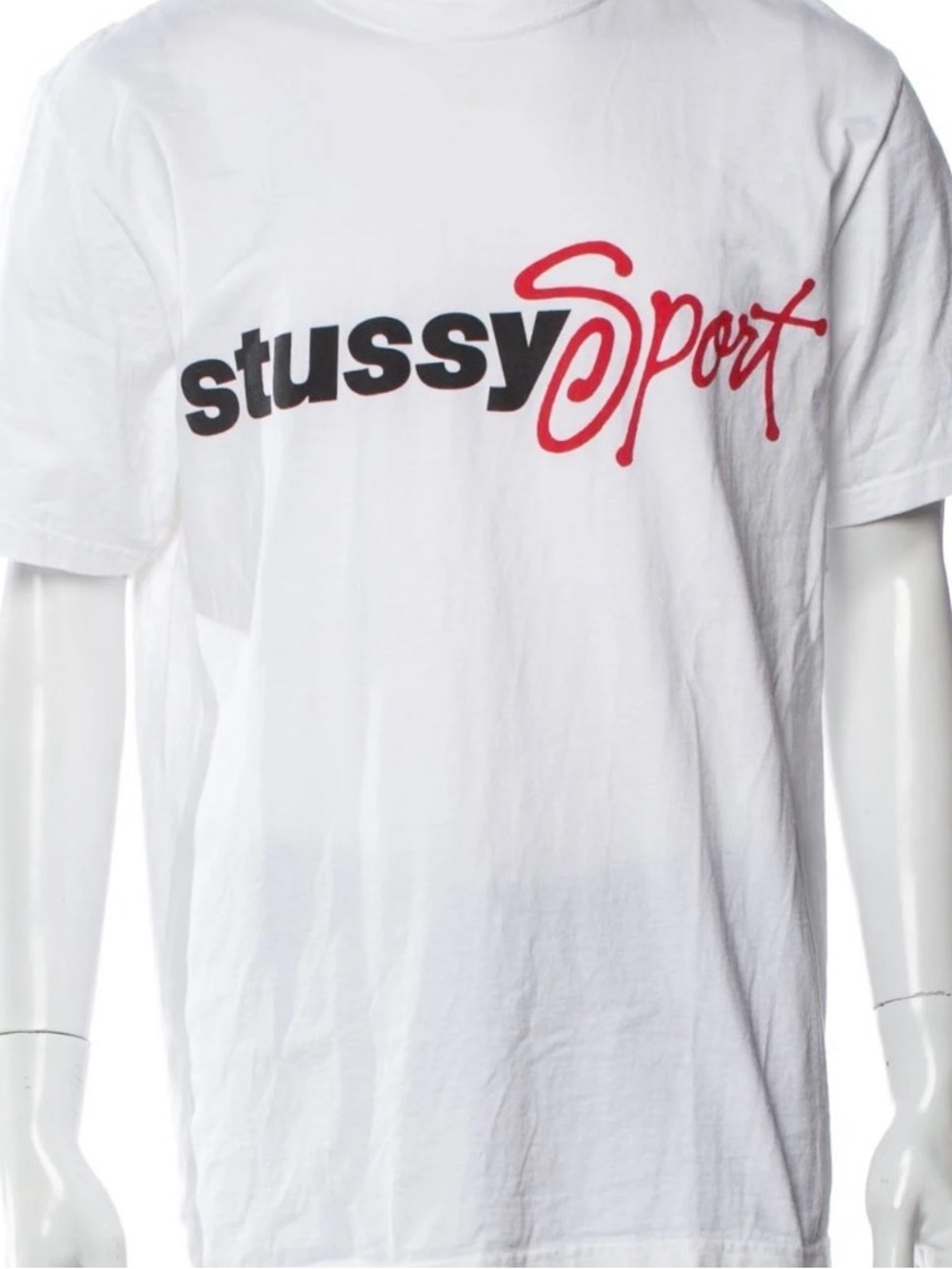 Stussy Sport Script Tee White Small Men's Graphic Crew Neck Short Sleeve T-Shirt